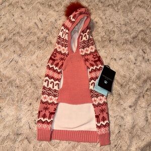 Cynthia Rowley Pink and Cream Dog Winter Sweater